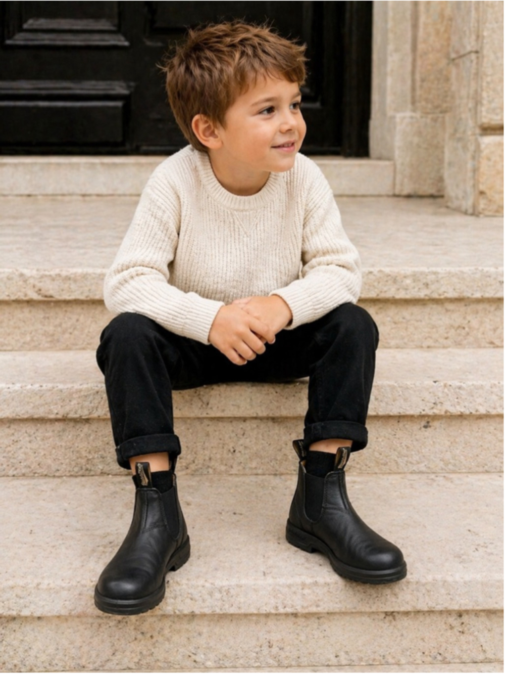 Blundstone Classic 558 Kids US 4 Chelsea Boots Black Leather Slip On Casual